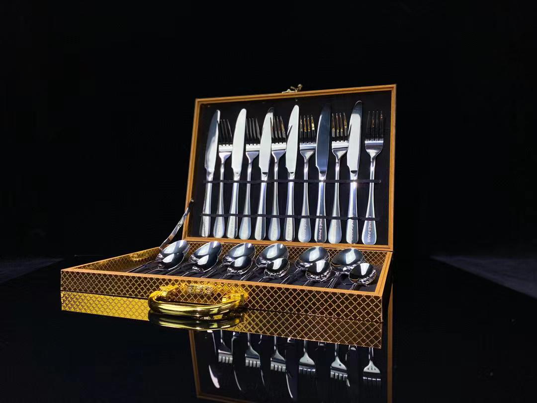 Gold Cutlery Set 24pcs Gold Plated Cutlery Set with Box